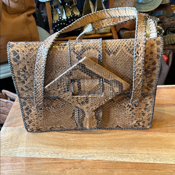 Vintage Tan Snakeskin Handbag - Picture 2 of 7